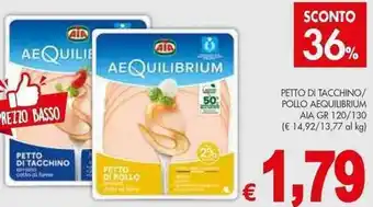 PrestoFresco PETTO DI TACCHINO/ POLLO AEQUILIBRIUM AIA GR 120/130 offerta