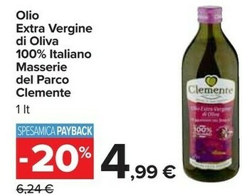 Carrefour Clemente Olio Extra Vergine Di Oliva 100% Italiano Masserie Del Parco offerta