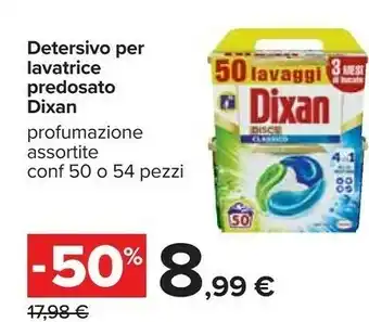 Carrefour Dixan Detersivo Per Lavatrice Predosato 50 Pz offerta