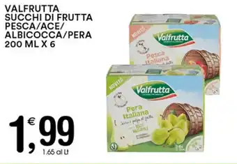 Gecop VALFRUTTA SUCCHI DI FRUTTA PESCA/ACE/ ALBICOCCA/PERA 200 ML X 6 offerta