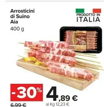 Carrefour Aia Carne Al Fuoco Stuzzichini Teneri Arrosticini Di Suino Italiano 400 G(ml) offerta