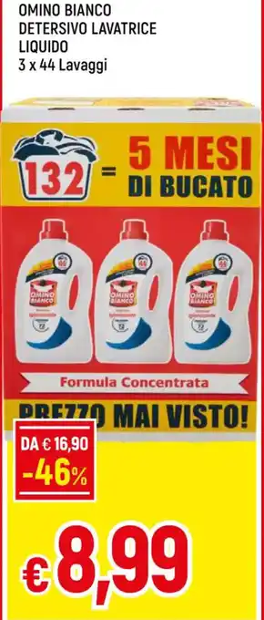 Famila OMINO BIANCO DETERSIVO LAVATRICE LIQUIDO 3 x 44 Lavaggi offerta