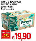 Famila PAMPERS QUADRIPACCO BABY-DRY XL-MAXI-JUNIOR-MIDI - Taglie Assortite offerta