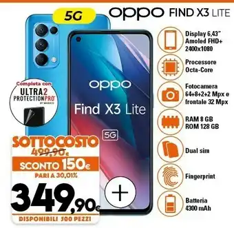 Expert Oppo Find X3 Lite 16,3 Cm (6.4") Doppia SIM ColorOS 11.1 5G USB Tipo-C 8 GB 128 GB 4300 MAh Blu offerta