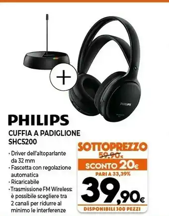 Expert Philips SHC5200/05 Cuffia E Auricolare Cuffie Padiglione Auricolare Nero offerta