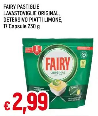 Famila FAIRY PASTIGLIE LAVASTOVIGLIE ORIGINAL, DETERSIVO PIATTI LIMONE, 17 Capsule 230 g offerta
