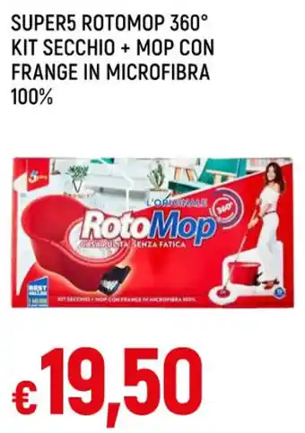 Famila SUPER5 ROTOMOP 360° KIT SECCHIO + MOP CON FRANGE IN MICROFIBRA offerta
