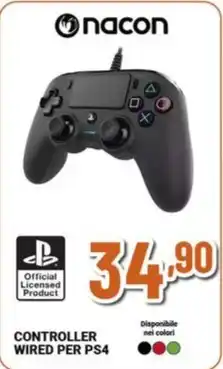 Expert nacon CONTROLLER WIRED PER PS4 offerta