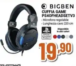 Expert BIGBEN CUFFIA GAME PS40FHEADSETV3 offerta