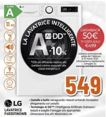 Expert LG LAVATRICE F4R3011NSWB offerta