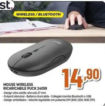 Expert MOUSE WIRELESS RICARICABILE PUCK 24059 offerta