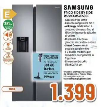 Expert SAMSUNG FRIGO SIDE BY SIDE RS68CG852ES9EF offerta
