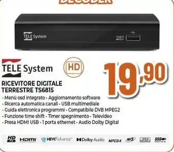 Expert TELE System RICEVITORE DIGITALE TERRESTRE TS6815 offerta