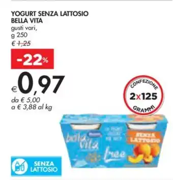 Bennet YOGURT SENZA LATTOSIO BELLA VITA gusti vari, g 250 offerta