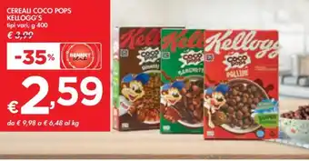 Bennet CEREALI COCO POPS KELLOGG'S tipi vari, g 400 offerta