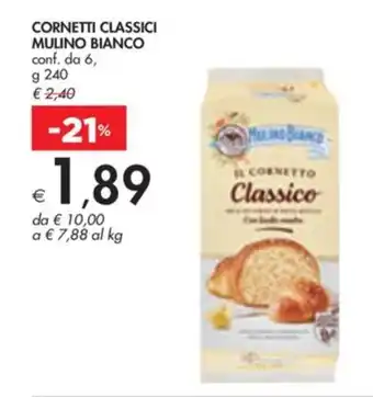 Bennet CORNETTI CLASSICI MULINO BIANCO conf. da 6, g 240 offerta