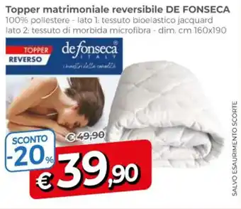 Topper matrimoniale reversibile DE FONSECA