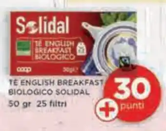 Coop TË ENGLISH BREAKFAST BIOLOGICO SOLIDAL 50 gr 25 filtri offerta
