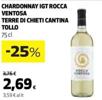 Coop CHARDONNAY IGT ROCCA VENTOSA TERRE DI CHIETI CANTINA TOLLO 75 cl offerta