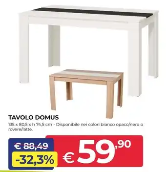 Progress TAVOLO DOMUS 135 x 80,5 x h 74,5 cm offerta