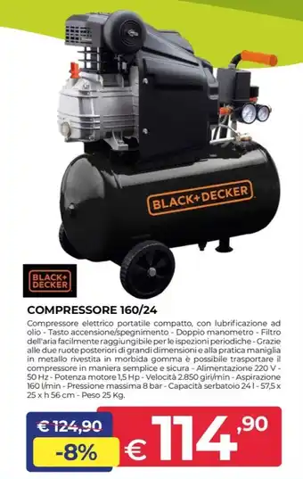 BLACK+ DECKER COMPRESSORE 160/24
