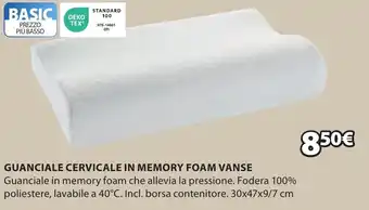 GUANCIALE CERVICALE IN MEMORY FOAM VANSE 30x47x9/7 cm