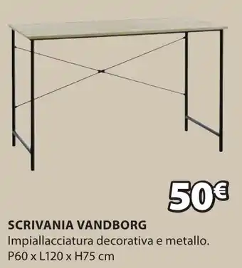 JYSK SCRIVANIA VANDBORG P60 x L120 x H75 cm offerta