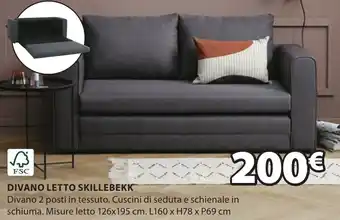 JYSK DIVANO LETTO SKILLEBEKK L160 x H78 x P69 cm offerta