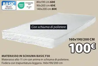 JYSK MATERASSO IN SCHIUMA BASIC F30 offerta