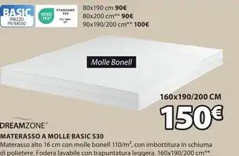JYSK MATERASSO A MOLLE BASIC S30 160x190/200 cm offerta