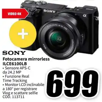 MediaWorld SONY Fotocamera mirrorless ILCE6100LB offerta