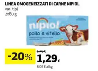 Coop LINEA OMOGENEIZZATI DI CARNE NIPIOL vari tipi 2x80 g offerta
