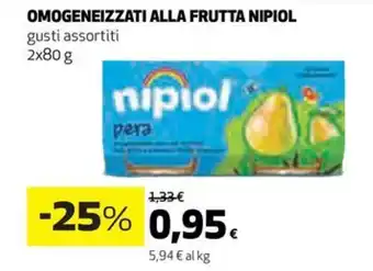 Coop OMOGENEIZZATI ALLA FRUTTA NIPIOL gusti assortiti 2x80 g offerta