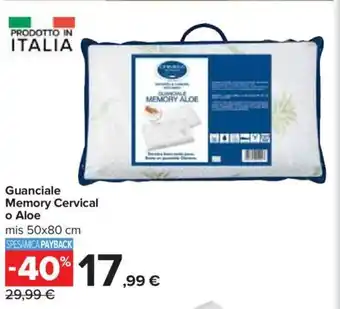 Carrefour Guanciale Memory Cervical o Aloe mis 50x80 cm offerta