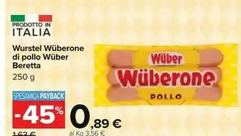 Carrefour Wuber Wurstel di pollo offerta