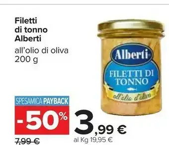 Carrefour Alberti Filetti Di Tonno All'olio Di Oliva offerta