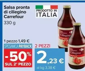 Carrefour Carrefour Salsa Pronta Di Ciliegino 330g offerta