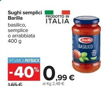 Carrefour Barilla Basilico 400 G(ml) offerta