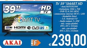 MD Discount Akai Tv 39'' Smart Hd AKTV3924M offerta