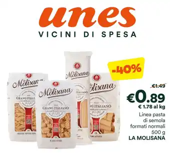 Unes Linea pasta di semola formati normali 500 g LA MOLISANA offerta