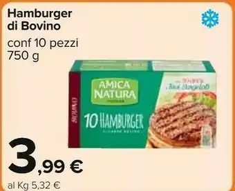 Carrefour Amica Natura Hamburger Di Bovino offerta