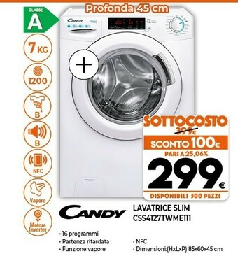 Expert Candy CSS4127TWME/1-11 Lavatrice Caricamento Frontale 7 Kg 1200 Giri/min A Bianco offerta