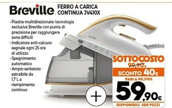 Expert Breville Ferro A Carica Continua JV410X offerta