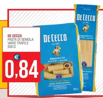 Caramico DE CECCO PASTA DI SEMOLA VARIE TRAFILE 500 G offerta
