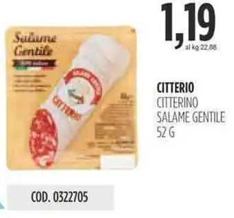 Carico Cash & Carry CITTERIO CITTERINO SALAME GENTILE 52 g offerta