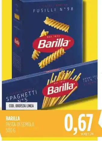 Carico Cash & Carry BARILLA PASTA DI SEMOLA 500 G offerta