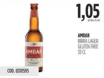 Carico Cash & Carry AMBAR BIRRA LAGER GLUTEN FREE 33 CL offerta