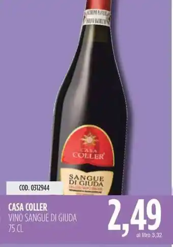Carico Cash & Carry CASA COLLER VINO SANGUE DI GIUDA 75 CL offerta