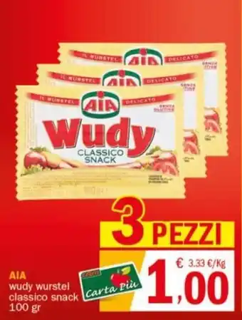 Crai AIA wudy wurstel classico snack 100 gr offerta