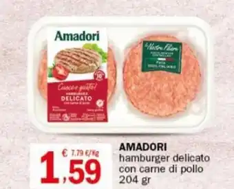 Crai AMADORI hamburger delicato con carne di pollo offerta